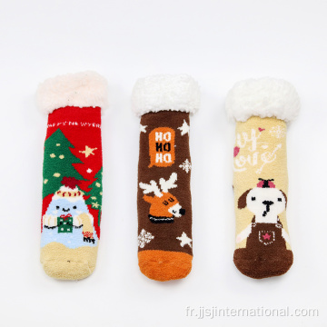 chaussettes de Noël en peau d&#39;agneau de dessin animé